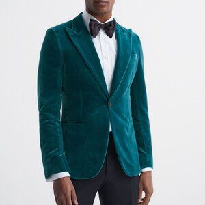NWT Swing Slim Fit Single Breasted Velvet Blazer in Azure Men's Size 40